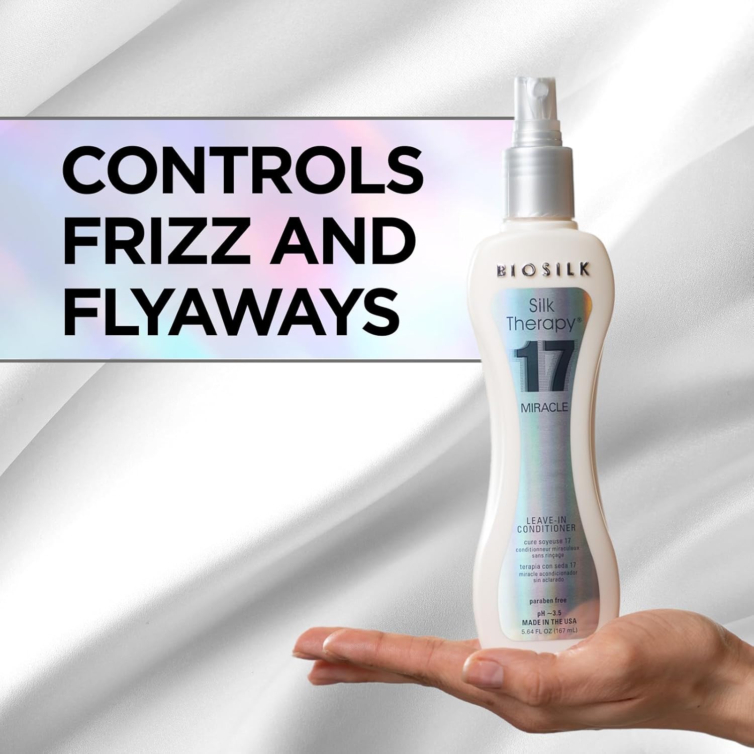 BioSilk Silk Therapy Miracle 17 Leave-In Conditioner, Reconstructs & Repairs Dry & Damaged Hair, Sulfate, Paraben, & Cruelty-Free, 5.64 Oz - Image 2