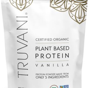 Truvani Plant Based Protein Powder | Vanilla | 20g Organic Pea Protein | 18 Servings | Vegan & Keto | Gluten & Dairy Free | Low Carb | No Added Sugar