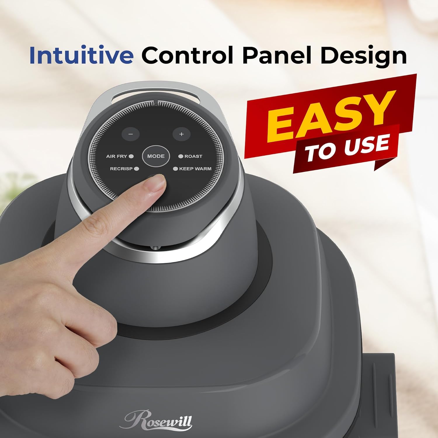 Rosewill 4-in-1 Portable Glass Air Fryer, 4.7QT Transparent Glass Cooking Pot with Storage Lid & Tongs, Compact Smart for Deep Roast, Recrisp, Keep Warm – Dark Grey - Image 7