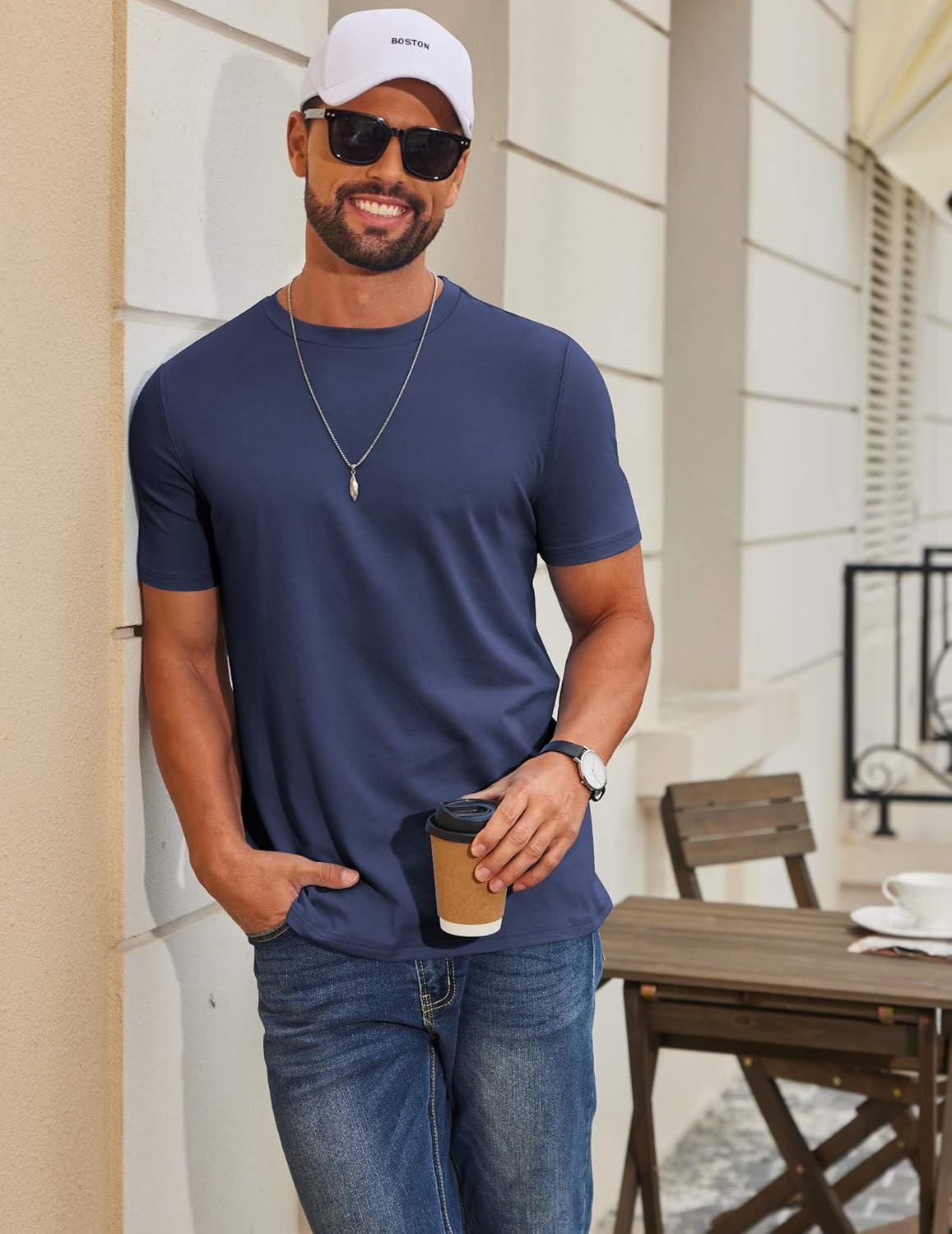 COOFANDY Men's T Shirt Short Sleeve Cotton Blend T-Shirts Crew Neck Casual Summer Basic Tee Shirts - Image 3