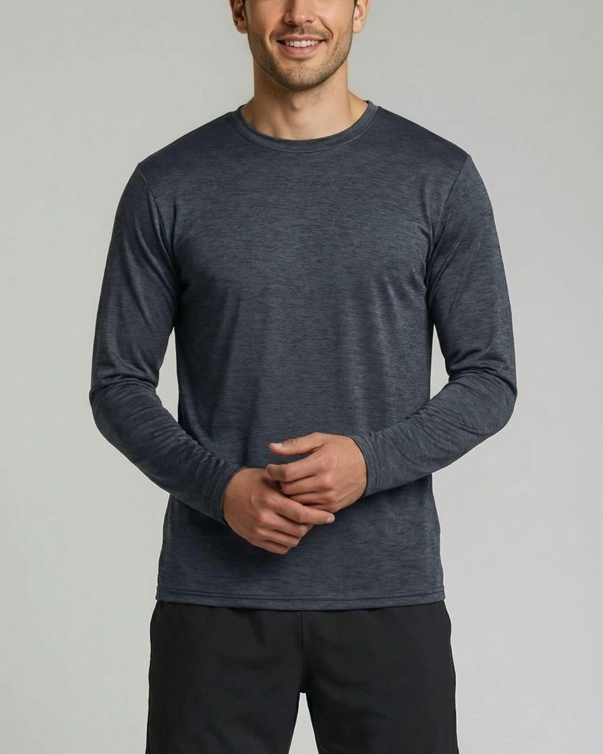 Real Essentials 4 Pack: Mens Long Sleeve Dry Fit T Shirts Hiking Fishing Workout Gym Work Sun UPF 50 Wicking Running Tee - Image 3