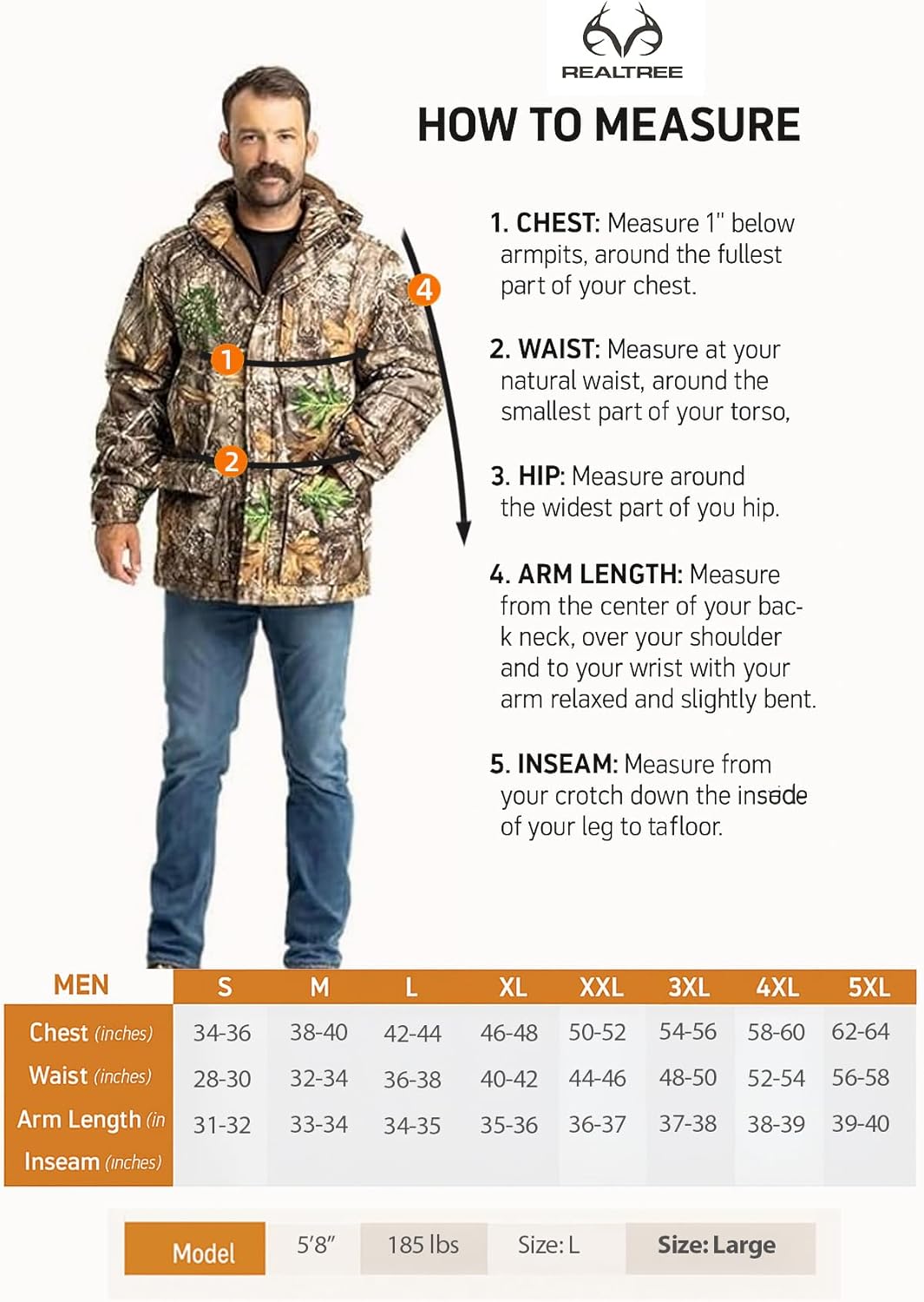 Realtree Men's Camo Hunting Insulated Cold Weather Parka Jacket - Water-resistant, Mid-weight and Super Warm - Image 6