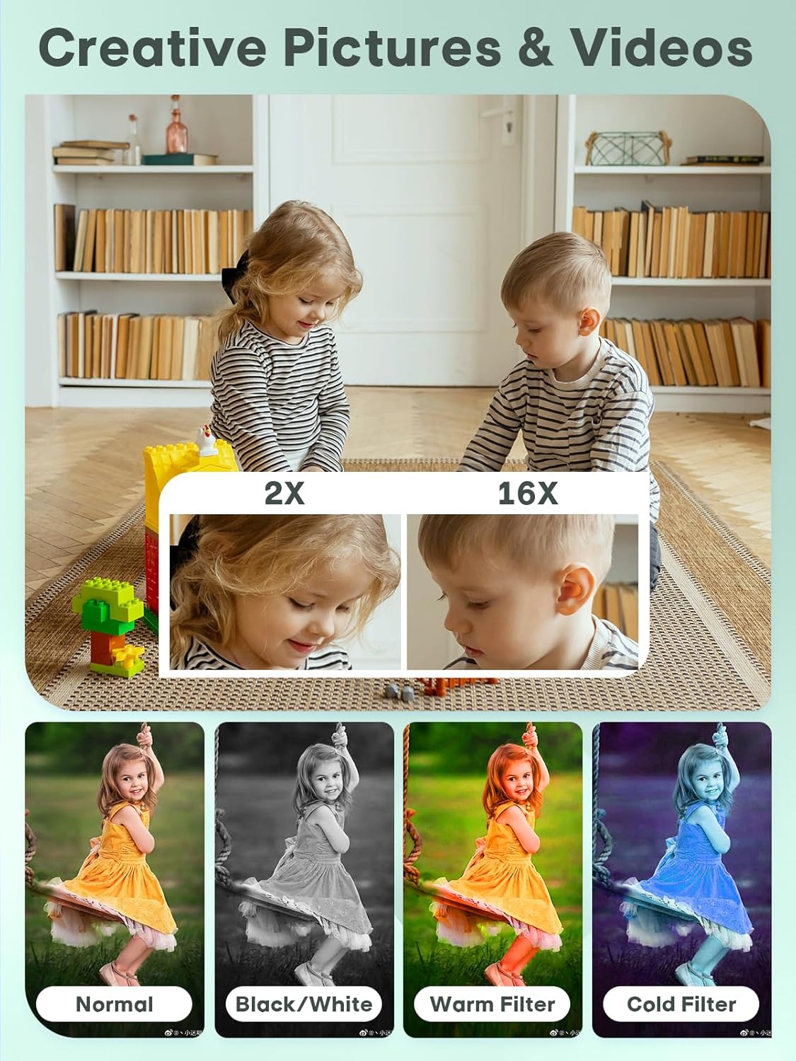 2025 Digital Camera - 1080P Vlog Camera, 44MP Compact, 16X Zoom, Anti-Shake, Green Gift for Kids - Image 4