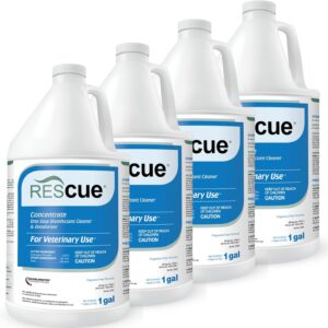 REScue One-Step Disinfectant Cleaner & Deodorizer – For Veterinary Use, Animal Shelters, Pet Foster Homes, Kennels, Litter Box, Pet Grooming Surfaces – Sanitizing Concentrate, 1 Gallon (4 Pack)