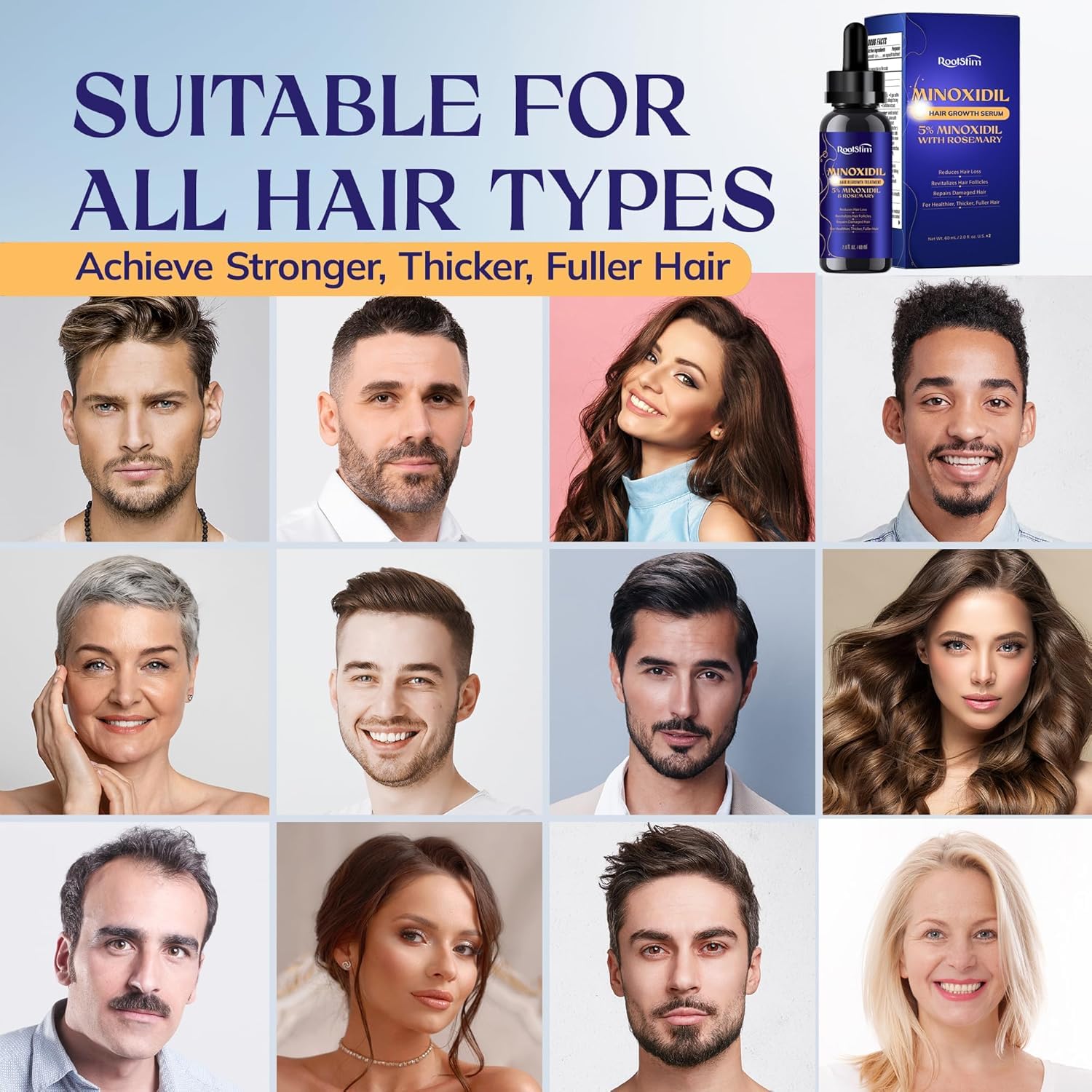 5% Minoxidil Hair Growth, Beard Growth Kit for Men and Women: Extra Strength Minoxidil Hair Loss Treatment Serum with Rosemary for Faster Stronger Thicker Hair Growth 2 Fl Oz - Image 8