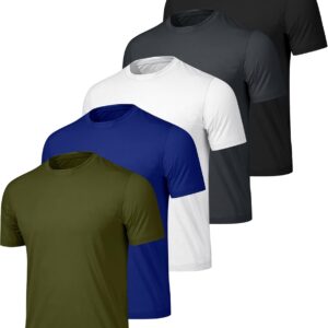 3 or 5 Pack Men’s Athletic Shirts Dry Fit Workout Tees, Lightweight Moisture-Wicking for Gym Running and Sports