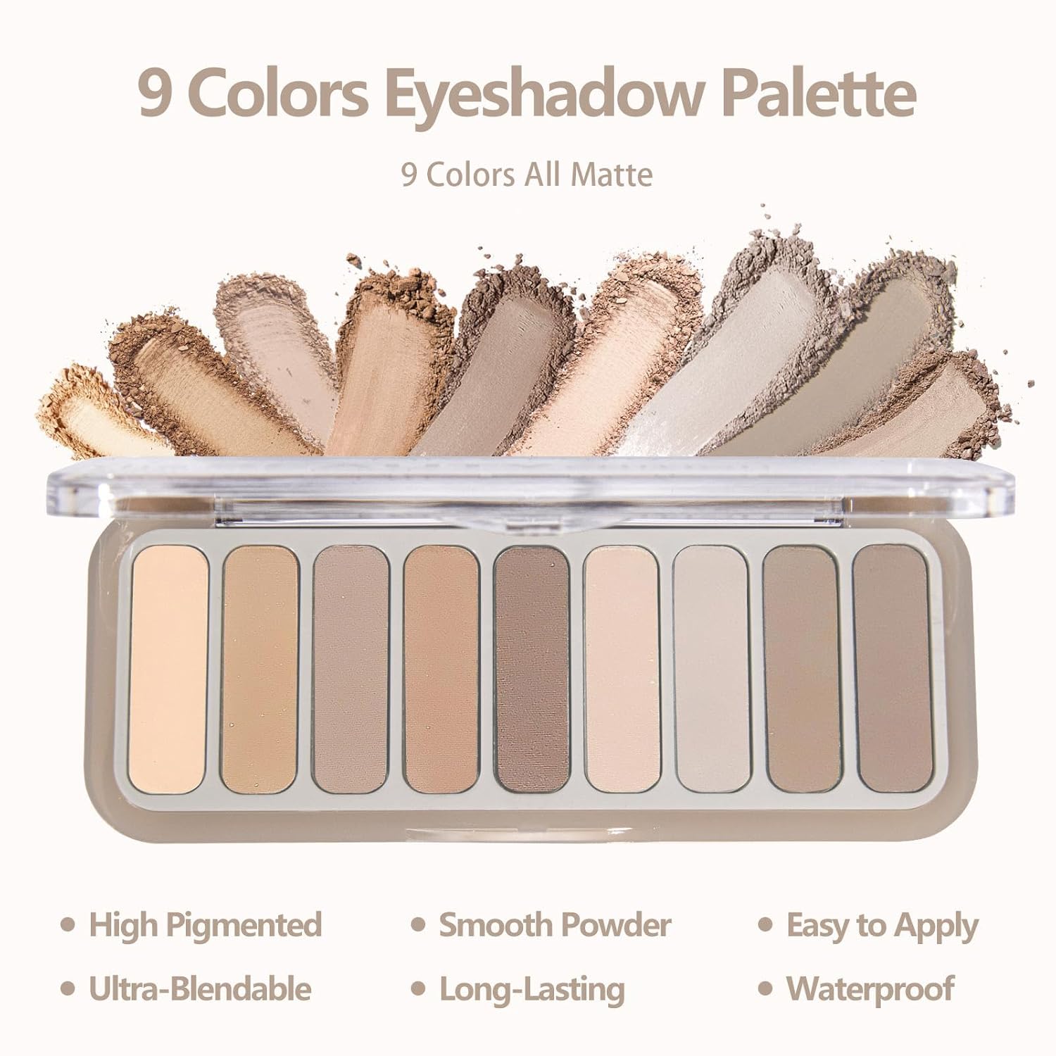 9 Colors Matte Eyeshadow Palette, High Pigmented Natural Nude Eye Shadow Makeup Palette Ultra-Blendable, Long Lasting Eyeshadow Pallete with 3 Eyeshadow Brush for Women - Image 2