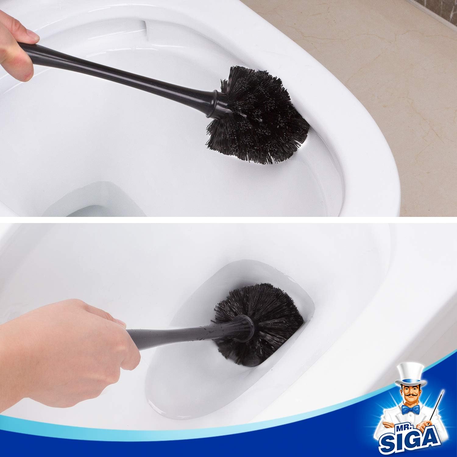 MR.SIGA Toilet Plunger and Bowl Brush Combo for Bathroom Cleaning, Black, 1 Set - Image 6