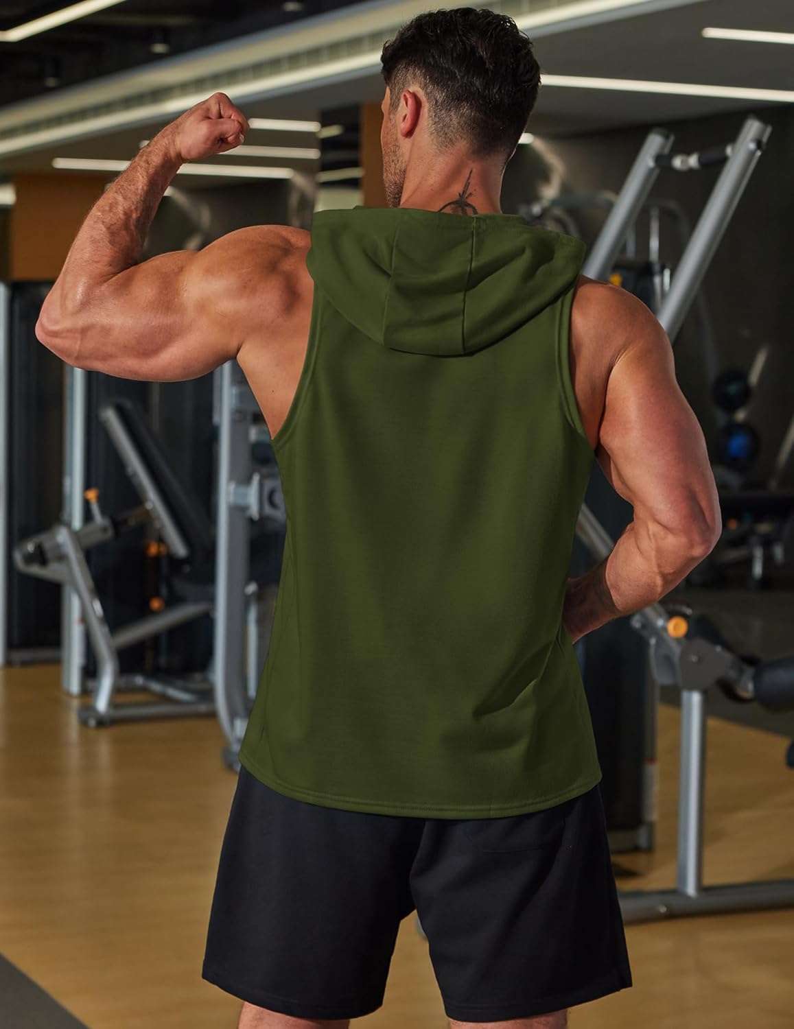 COOFANDY Men's 2 Pack Workout Hooded Tank Tops Bodybuilding Muscle Cut Off T Shirt Sleeveless Gym Hoodies - Image 2