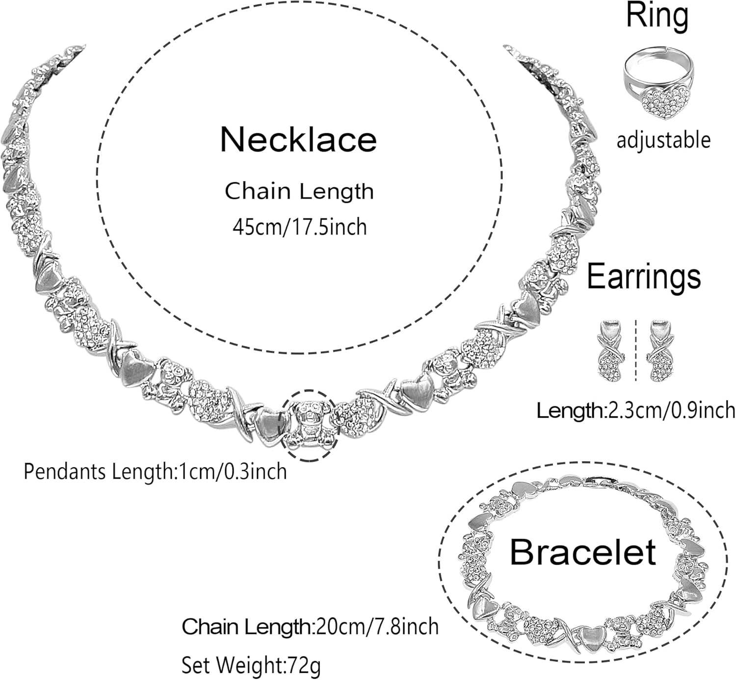 Gold Jewelry Sets for Women 18K Gold/Silver Filled Jewelry Necklace Set Wedding Bridal Fashion Jewelry Sets Women Accessories Bracelets Earrings and Rings Sweetheart Gifts - Image 2