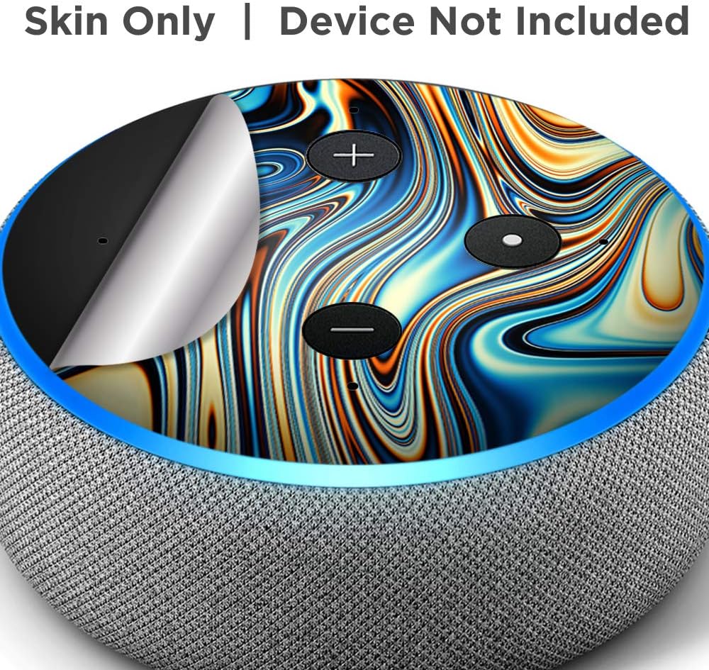 Blue Oragne Psychadelic Oil Slick - Vinyl Decal Skin Compatible with Amazon Echo Dot 3rd Generation Alexa - Decorations for Your Smart Home Speakers, Great Gift for mom, dad, Birthday, Kids - Image 7