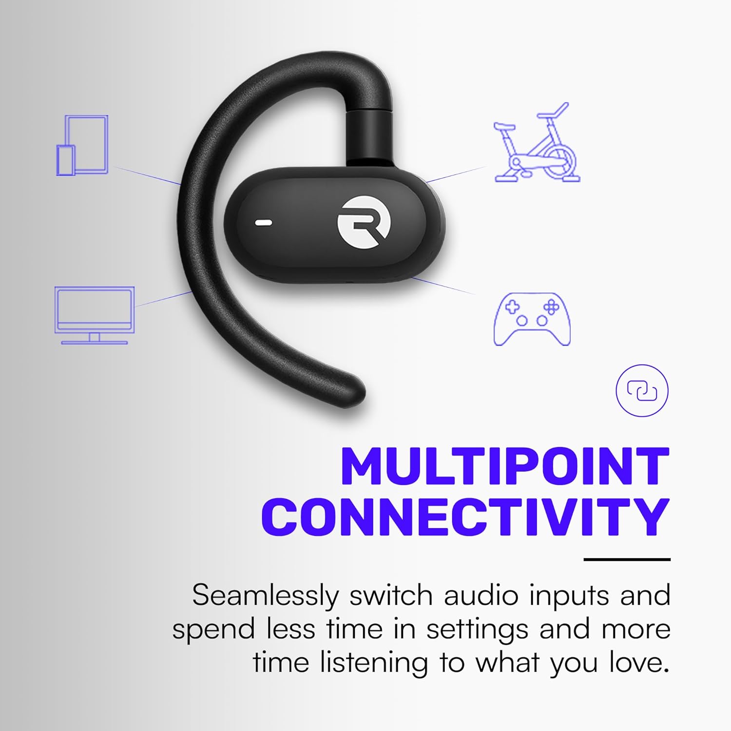 Raycon Fitness Open Ear Earbuds – Open Ear Headphones, Earbuds Wireless Bluetooth, Running Headphones, Sweat & Water-Resistant Earphones, 40 Hours Battery Life (Black) - Image 8