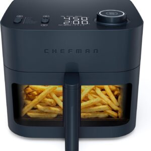 Chefman Crispinator Air Fryer 6-in-1 with 8 Qt capacity, 450°F Max Temp with TurboFry Pro Technology for Fast and Even Results, Viewing Window, Nonstick Ceramic Basket