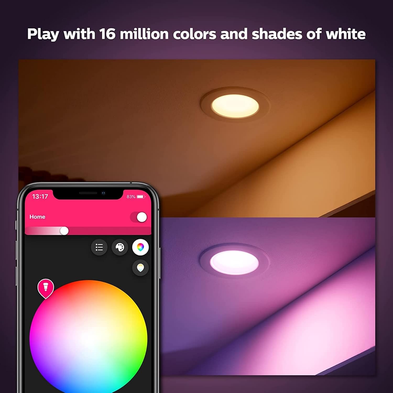 Philips Hue Smart 85W BR30 LED Bulb - White and Color Ambiance Color-Changing Light - 4 Pack - 1200LM - E26 - Indoor - Control with Hue App - Works with Alexa, Google Assistant and Apple Homekit. - Image 4