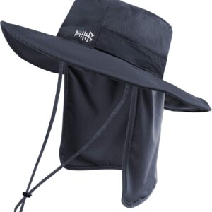 BASSDASH UPF 50+ Sun Fishing Hat Water Resistant with Detachable Neck Flap