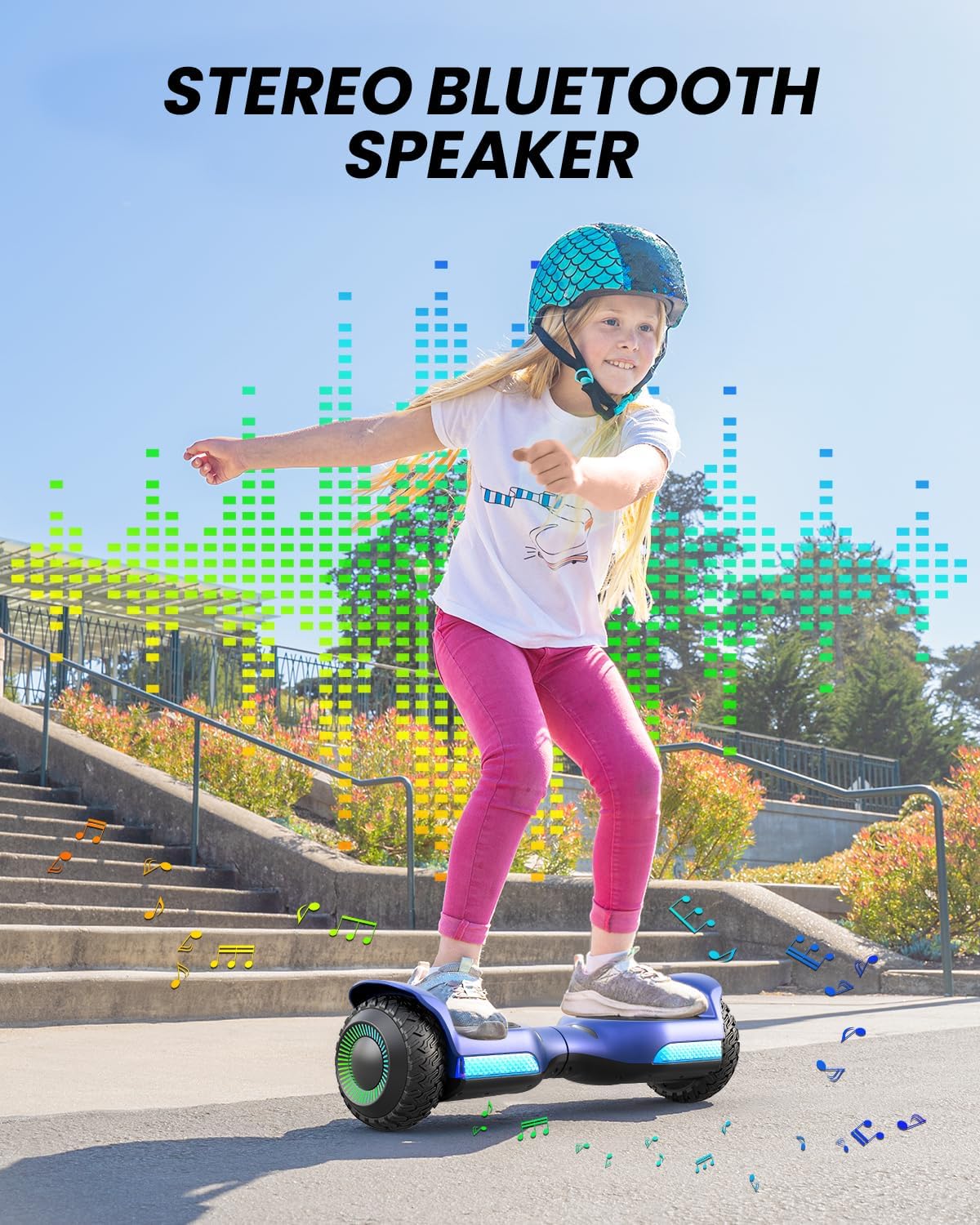 Gyroor Self Balancing Scooter New G13 All Terrain Balancing Scooter with LED Lights, Self Balancing Off Road with Bluetooth for Kids ages 6-12 and Adults-Blue - Image 5