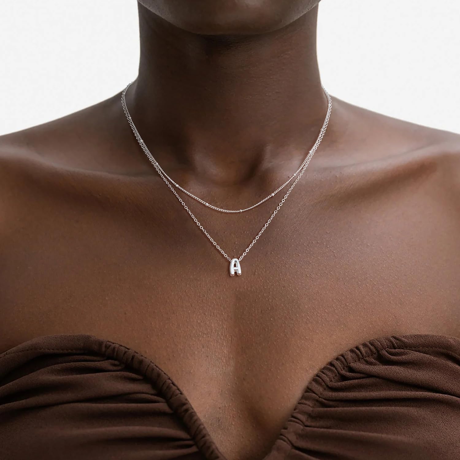 Valentines Day Gifts for Her - Bubble Letter Necklace Layered 14K Gold Plated Initial Necklaces for Women Dainty Cute Choker Pendant Stack Jewelry Fashion Accessories Teen Gift Trendy Stuff - Image 3