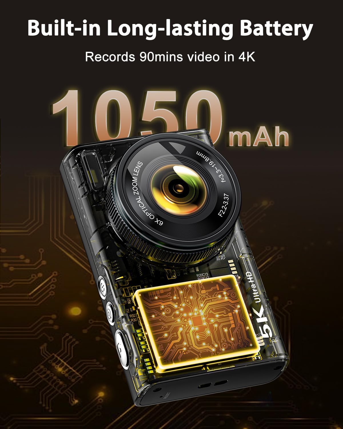 5K Digital Camera for Photography with 6X Optical Zoom, Autofocus 96MP Vlogging Camera for YouTube Video with Dual-Lens, Compact Point and Shoot Travel Cameras for Beginners with 64GB Card & Flash - Image 5