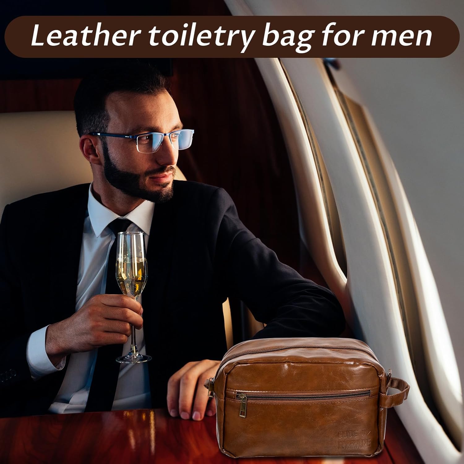 6Pcs Leather Toiletry Bags for Men, Water Resistant Groomsmen Gifts Set Men's Travel Shaving Kit Wedding Proposal Gift for Best Man Father (Brown) - Image 4