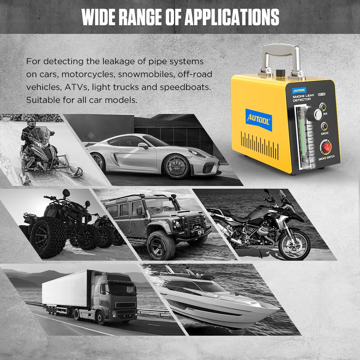 AUTOOL Smoke Machine Automotive Leak Detector,Evap Vacuum Smoke Diagnostic Tester,Pipeline Fuel Leakage Detector Compatible with 12V Vehicles - Image 6