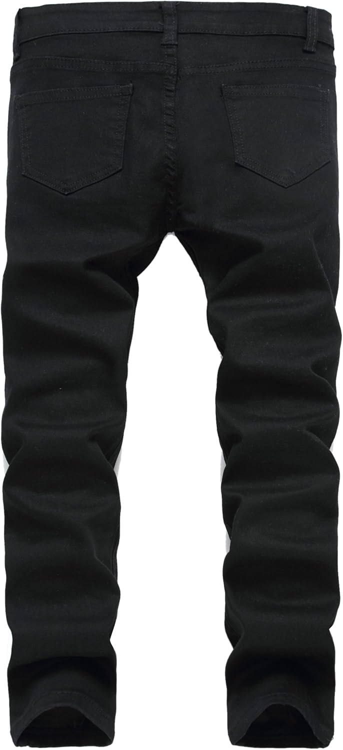FREDD MARSHALL Boy's Slim Fit Skinny Ripped Distressed Zipper Jeans Pants with Holes - Image 3