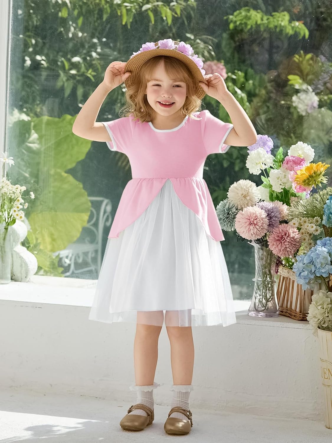 Haloumoning Toddler Baby Girl Tutu Dress Little Kids Cute Short Sleeve Ruffle Party Dresses 9M-8Y - Image 5