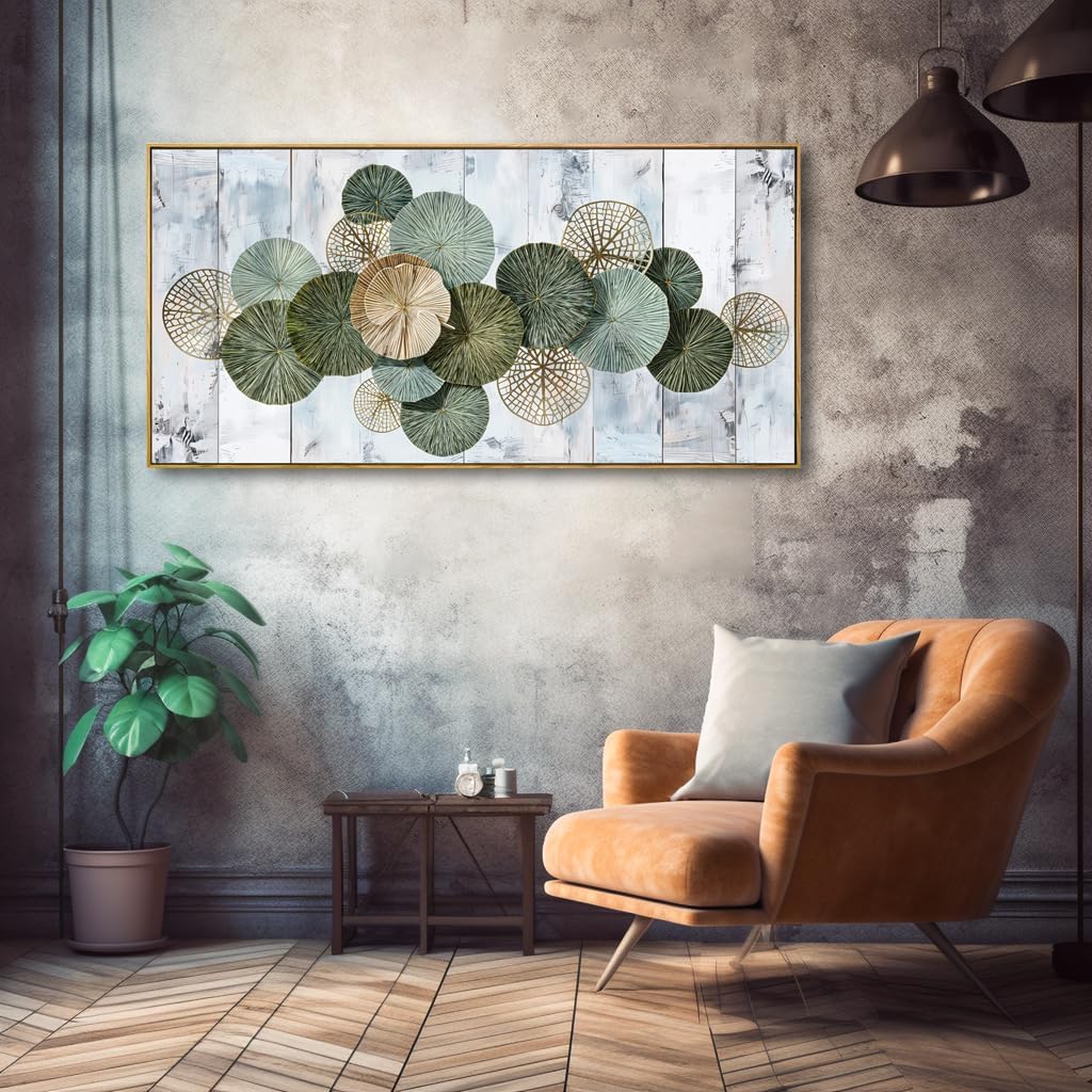 Wall Art Simple Wall Decor Green Canvas Painting Abstract Wall Art for Bedroom Living Room Dining Room Home Office Decor 30"x60" with Framed - Image 3