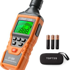 TopTes CT-300 Portable Carbon Monoxide Detector, CO Detector with Audible & Visual Alarm, 0-5000PPM, CO Alarm, Backlit LCD Screen, for Home, Car, Camping& Travel (Includes Battery x3) – Orange