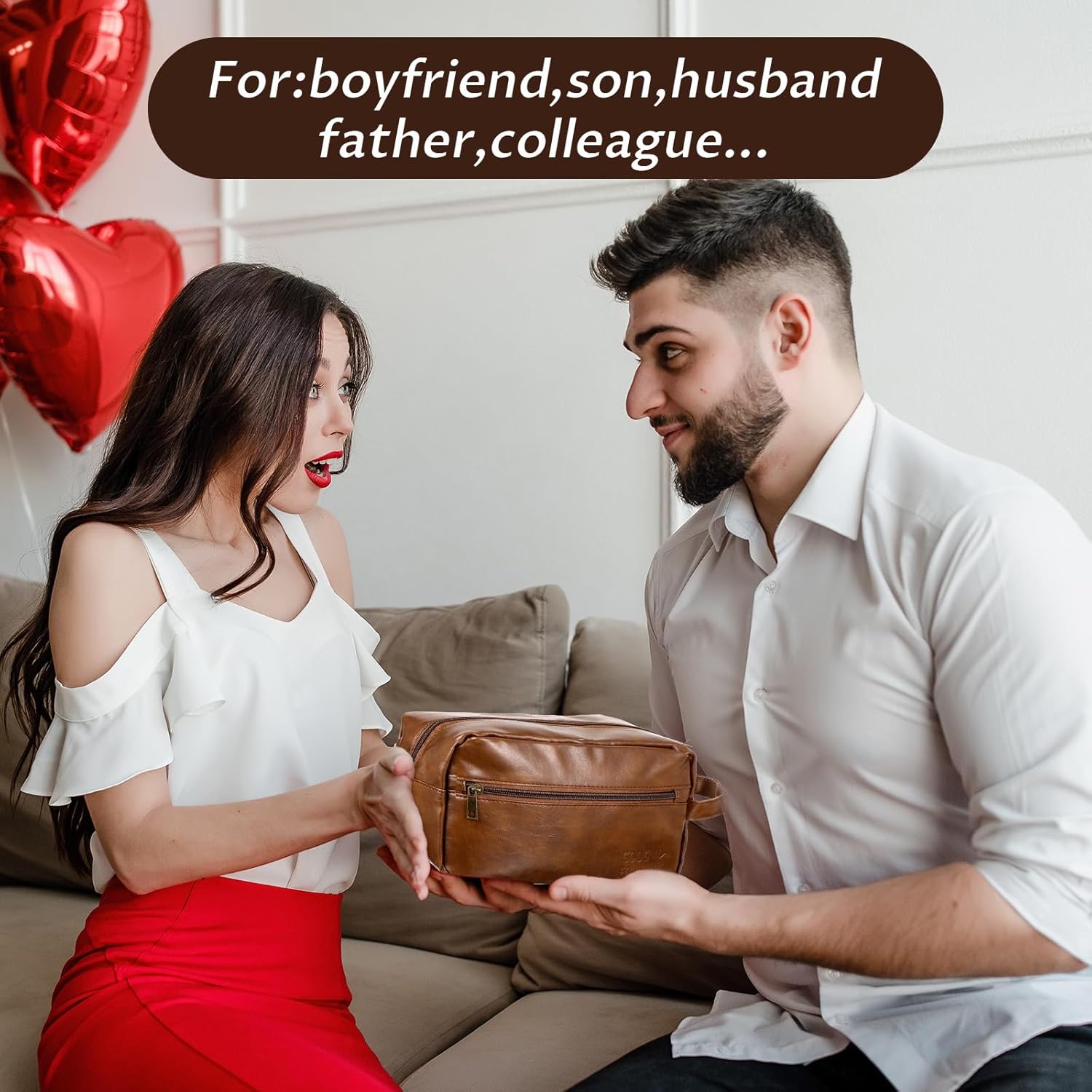 6Pcs Leather Toiletry Bags for Men, Water Resistant Groomsmen Gifts Set Men's Travel Shaving Kit Wedding Proposal Gift for Best Man Father (Brown) - Image 7