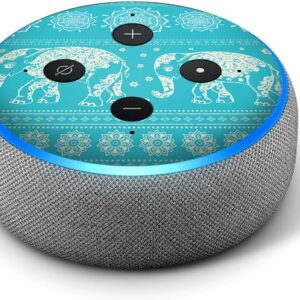 Blue Elephant Pattern Print – Vinyl Decal Skin Compatible with Amazon Echo Dot 3rd Generation Alexa – Decorations for Your Smart Home Speakers, Great Accessories Gift for mom, dad, Birthday, Kids