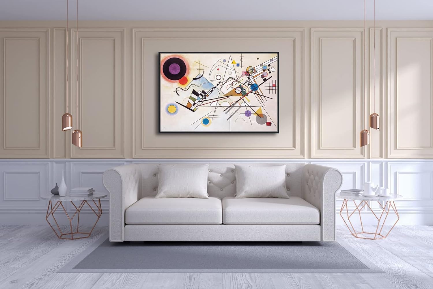 Wieco Art Large Framed Canvas Wall Art Wassily Kandinsky Composition VIII Picture Print of Famous Paintings Abstract Canvas Prints for Living Room Home Decor Wall Decorations - Image 3