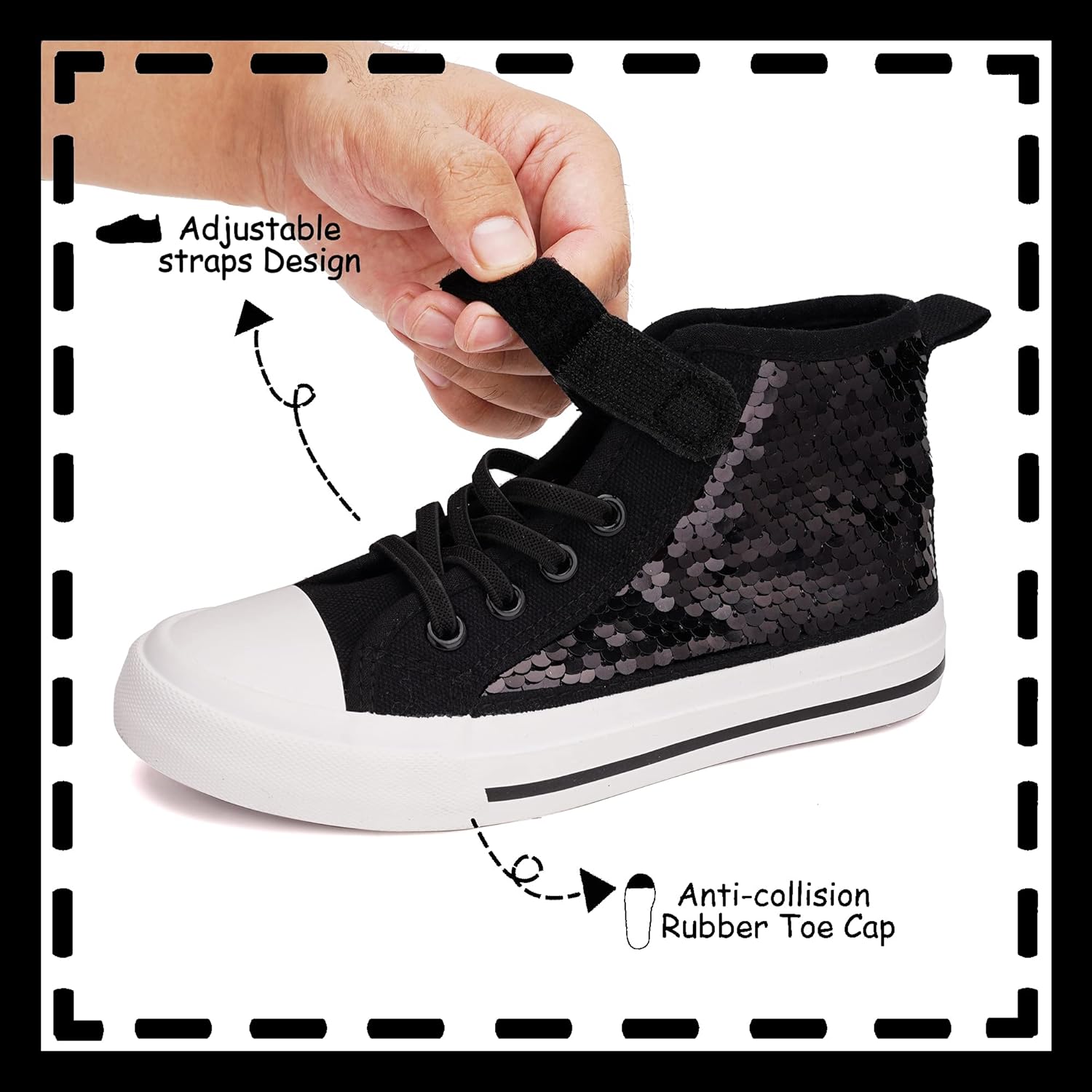 Toandon Kids Adorable Fashion High Top Casual Canvas Sneakers - Image 4