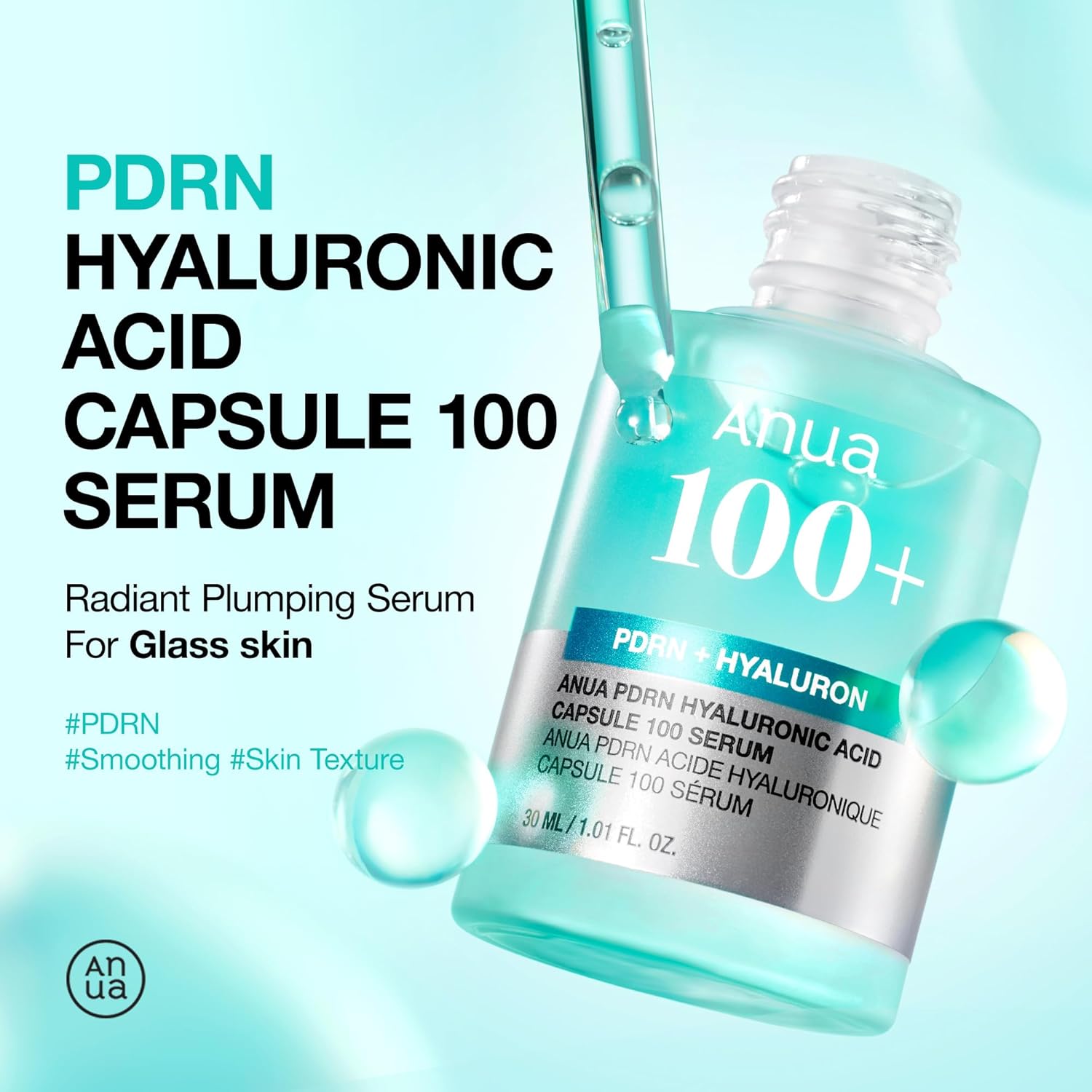 Anua PDRN Hyaluronic Acid Capsule 100 Serum, Radiant Face Serum, Salmon DNA, Hyaluronic Acid, Hydration, Moisture Plumping Effect, Lightweight, Glass Skin, Korean Skincare, 1.01 fl. oz - Image 2