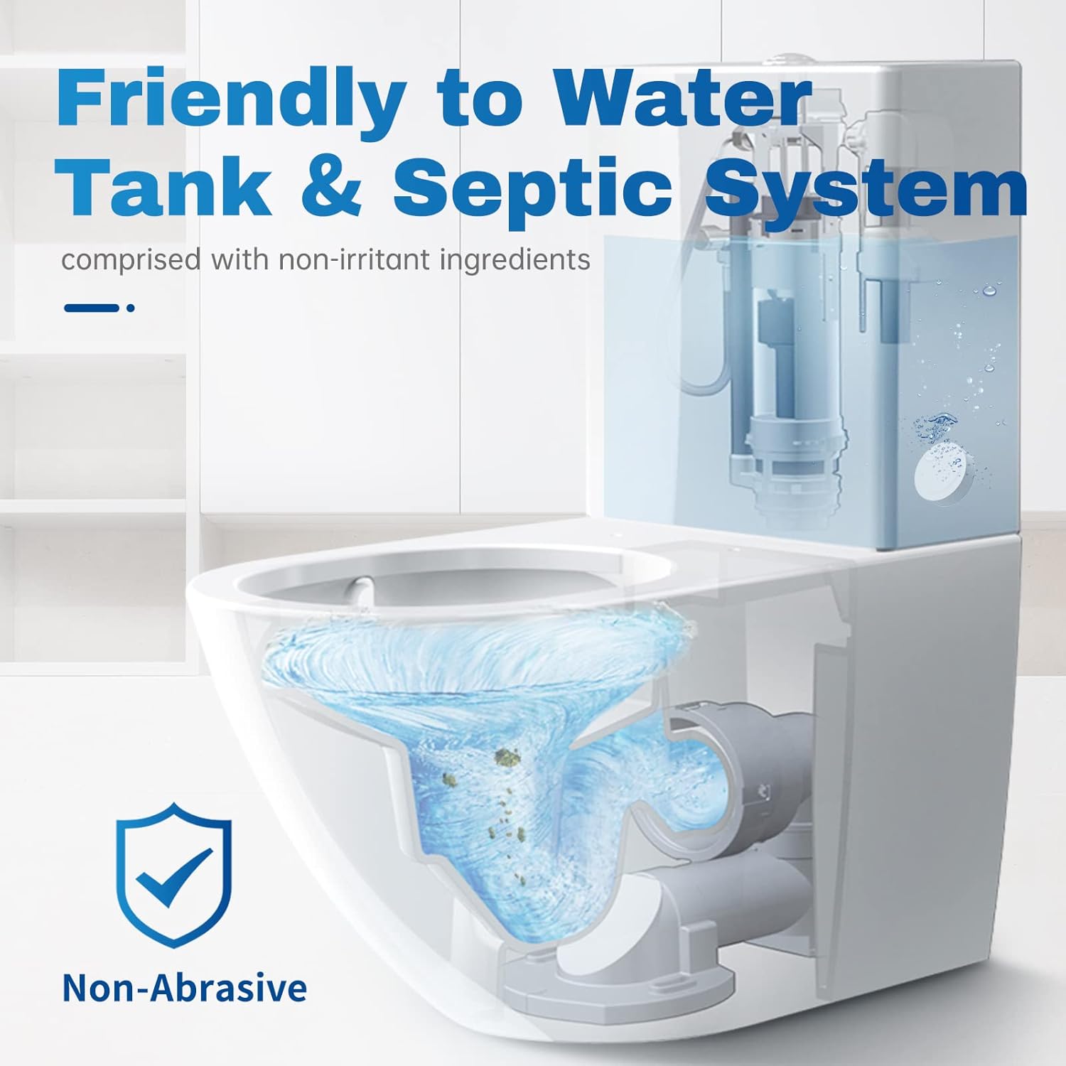 Vacplus Toilet Bowl Cleaner Tablets 20 PACK, Automatic Cleaners with Bleach, Slow-Releasing Toilet Tank Cleaners for Deodorizing & Descaling, Household Toilet Cleaners against Tough Stains - Image 6