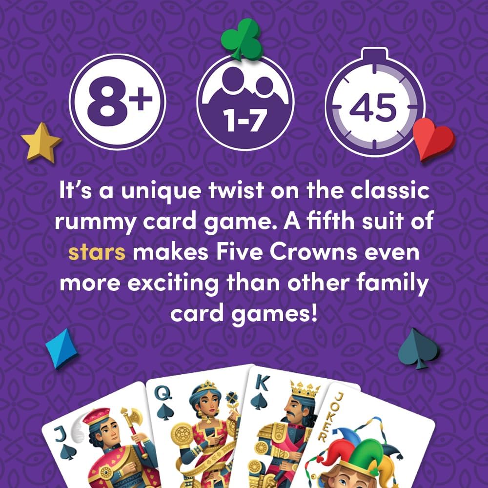 PlayMonster Five Crowns Collectible Tin – Card Game for Kids and Adults, Family Game Night, The Game isn’t Over Until the Kings Go Wild!, 5 Suited Rummy Style Card Game, 1-7 Players, Ages 8+ - Image 5