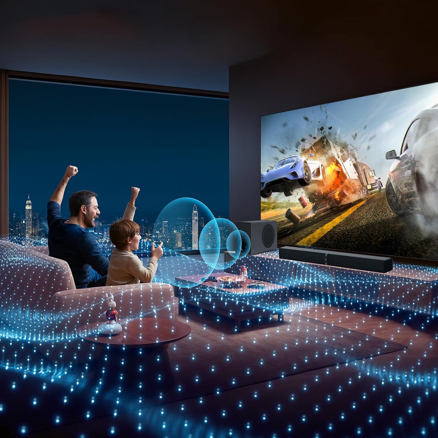 MZEIBO Sound Bar with Subwoofer,120W Soundbar for Smart TV Surround Sound Home Theater System Bluetooth 5.3 Audio Compatible with ARC, AUX, Optical - Image 7