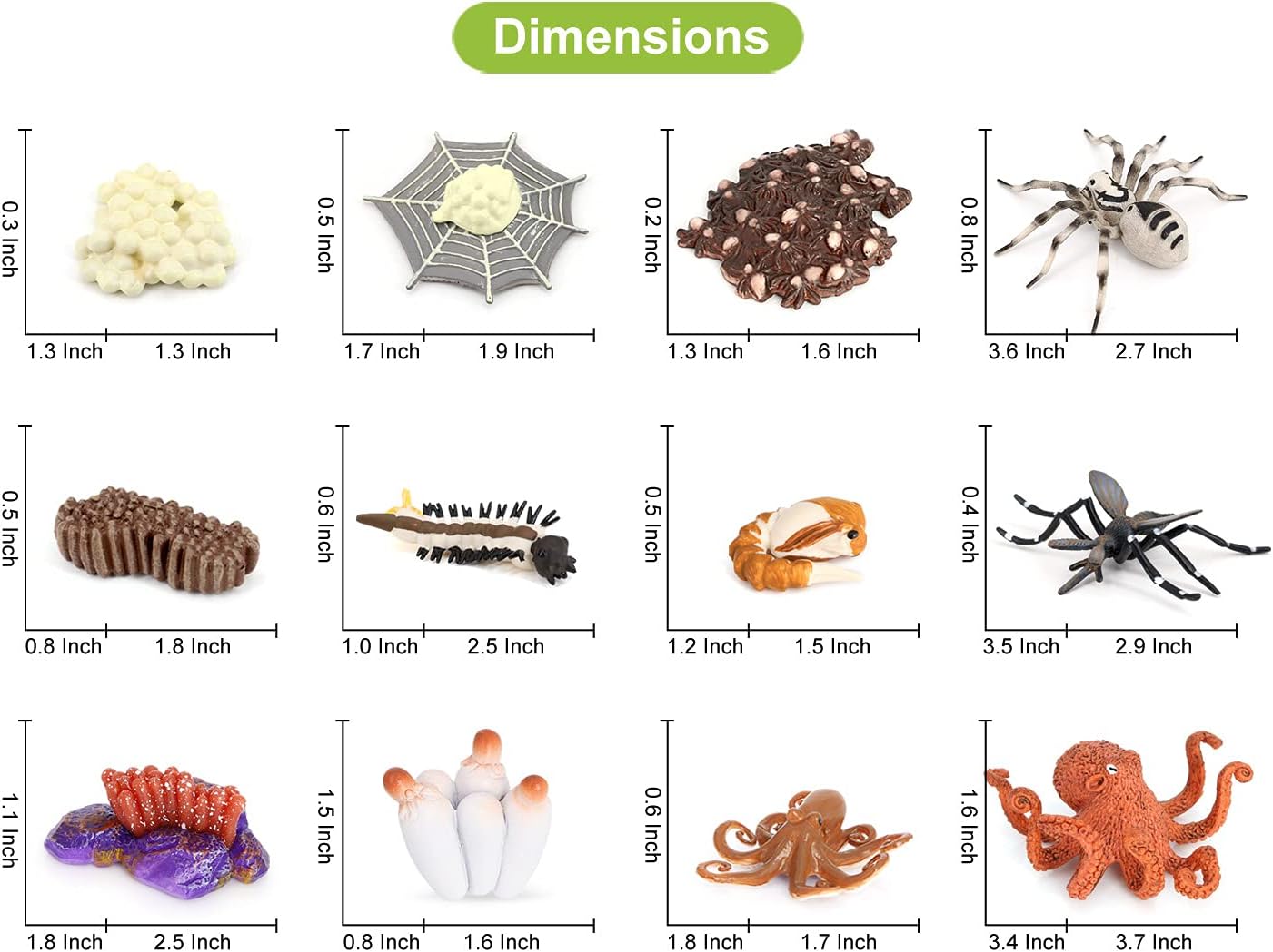 Volnau Animal Figurines Toys 17PCS Life Cycle Figure Set for Toddlers Kids Salmon Octopus Wolf Spider Mosquito Christmas Birthday Gift Preschool Educational Prop - Image 5