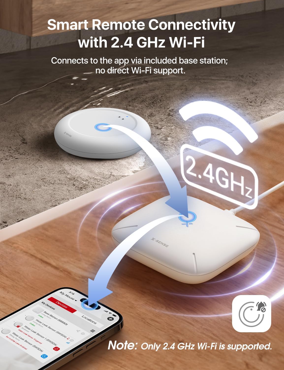 X-Sense Wi-Fi Water Leak Detector Kit, Smart Water Sensor Alarm with App Alerts and Ultra-Slim Design, Water Alarm Leak Detector for Basements, 4 Water Sensors and 1 Base Station, Model SWS0A41 - Image 4