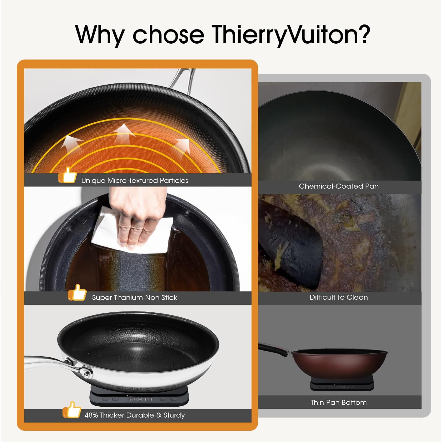 Nonstick Frying Pan Set – 8" 10" 12" Titanium Ceramic Skillet with Lid, Stay-Cool Handle,PFAS, PTFE, PFOA-Free, Non-Toxic, Dishwasher & Oven Safe, Compatible with All Cooktops - Image 8