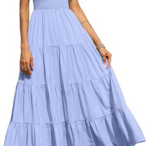 PRETTYGARDEN Women’s 2026 Casual Loose Plain Maxi Sundress Smocked Tank Dress Sleeveless Spring Beach Tiered Long Dresses