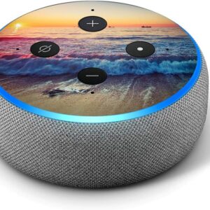 Beach Tide Water Rocks Sunset – Vinyl Decal Skin Compatible with Amazon Echo Dot 3rd Generation Alexa – Decorations for Your Smart Home Speakers, Great Gift for mom, dad, Birthday, Kids