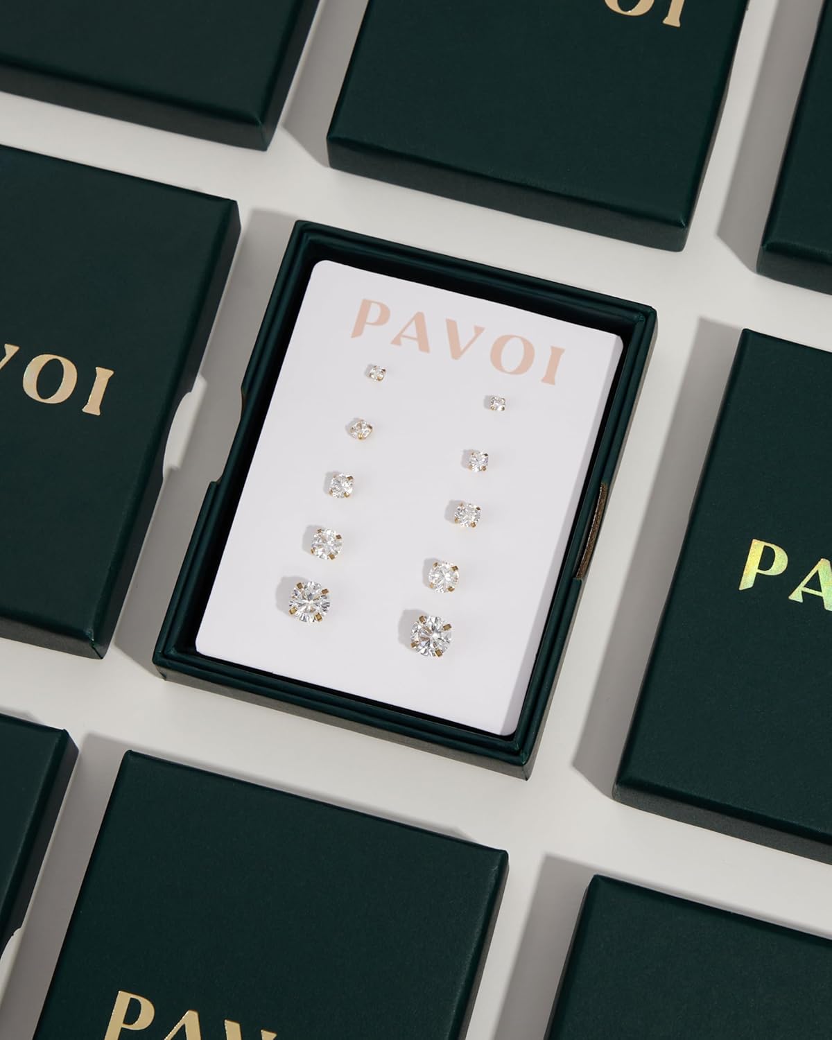 PAVOI 14K Gold Plated 925 Sterling Silver Post Brilliant Round Faux Diamond Halo Earrings - Premium Cubic Zirconia in Rose, White, and Yellow Gold - Image 6