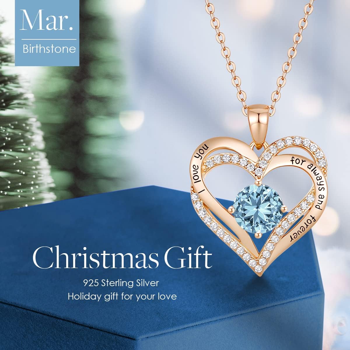 CDE Valentine's Day Gift Forever Love Heart Necklaces for Women, Wedding Anniversary, Birthday Mothers Christmas Day Gifts for Mom, Mother, Wife, S925 Silver Jewelry with Birthstone Pendant - Image 3