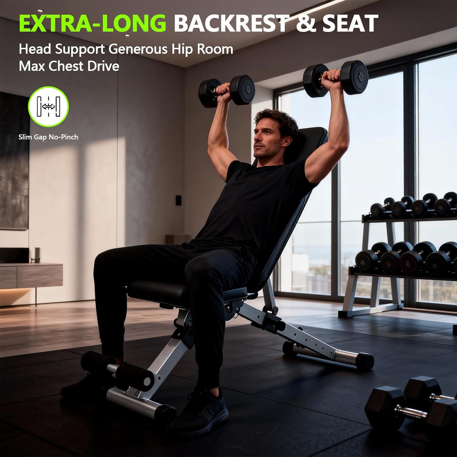 Adjustable Weight Bench, 880 LBS Capacity Foldable Workout Bench with 7 Back Positions, Quick Adjust & Fast Folding Steel Exercise Bench for Home Gym Strength Training - Image 4