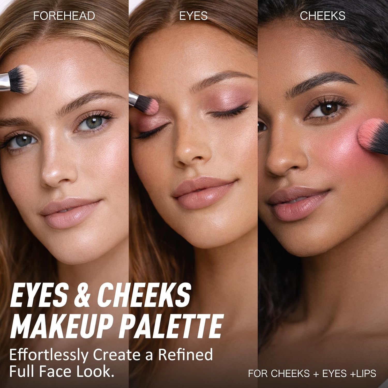 Eyes & Cheeks Makeup Palette - 4-in-1 Eyeshadow, Blush, Highlighter & Bronzer with Smooth Velvet Texture that Blends Easy, Travel-Friendly Full Face Makeup Kit, Perfect Palette Gift for Women - Image 4