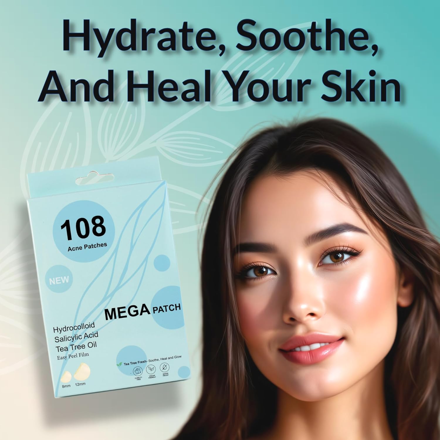 Fast Acting Pimple Patches with Hydrocolloid, Saycilic Acid and Tea Tree | 108 ct (60 x 8mm + 48 x 12mm) | Reduces Spot Risk | Invisible Acne Patches | Treatment for Zits, Blemishes, Acne & Pimples. - Image 2