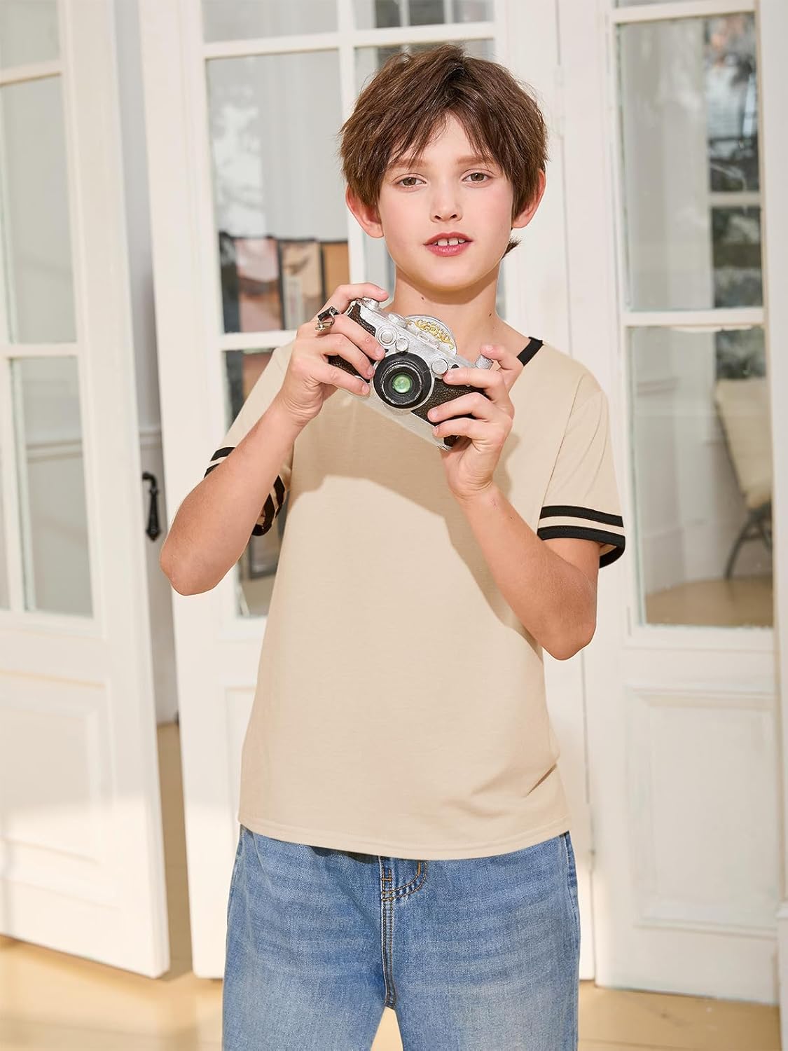 Haloumoning Boys Short Sleeve T Shirts Kids Summer Crewneck Color Block Tops Fashion Tees 5-14 Years - Image 5