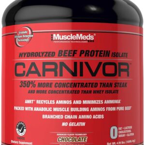 MuscleMeds CARNIVOR Beef Protein Isolate Powder, Muscle Building, Recovery, Lactose Free, Sugar Free, Fat, Free, 23g Protein, Halal Certified, Chocolate, 56 Servings