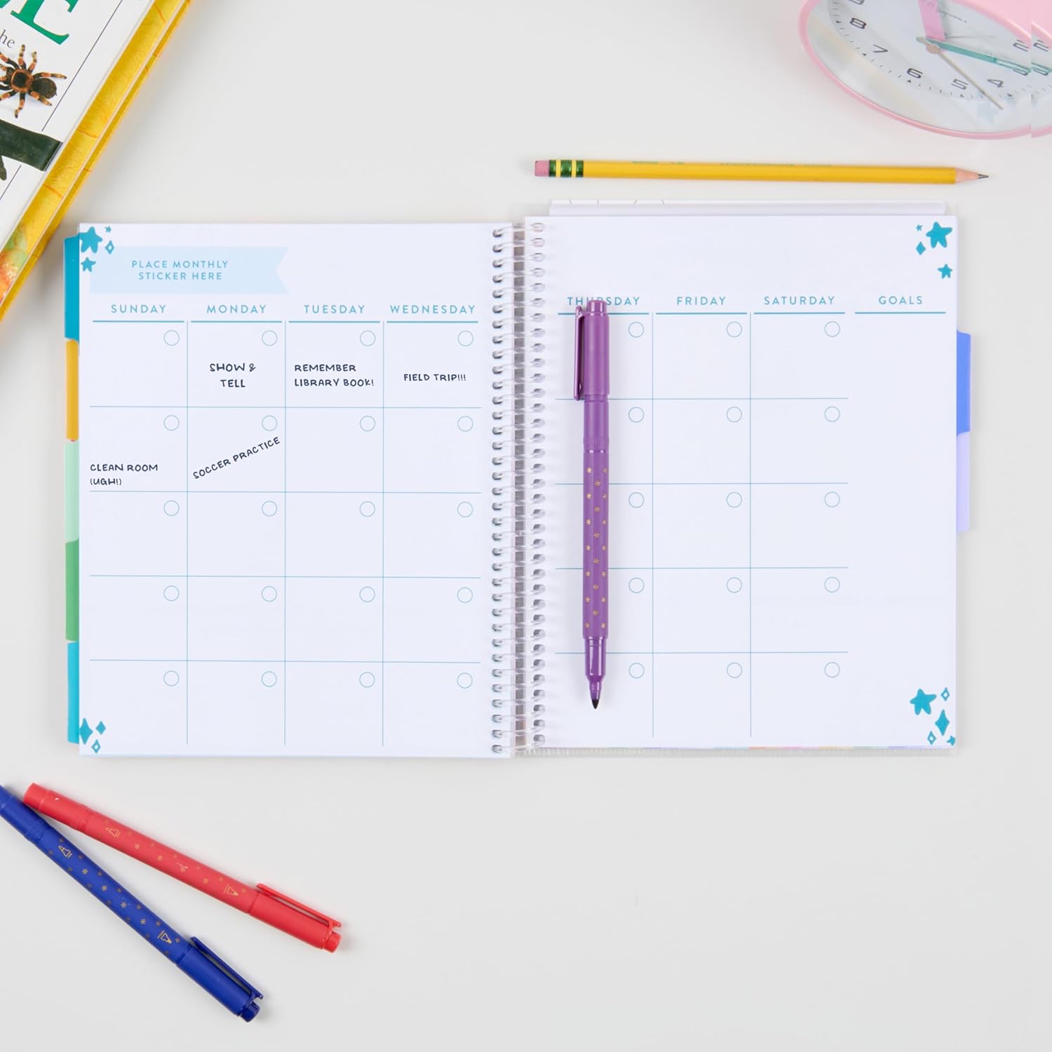 Erin Condren Kids Planner, 7"x9" Calendar and Activity Book for Kids, Daisy Dream Covers with Durable Kid-Friendly Plastic Coil. Helps Kids Track Activities and Stay Organized - Image 2