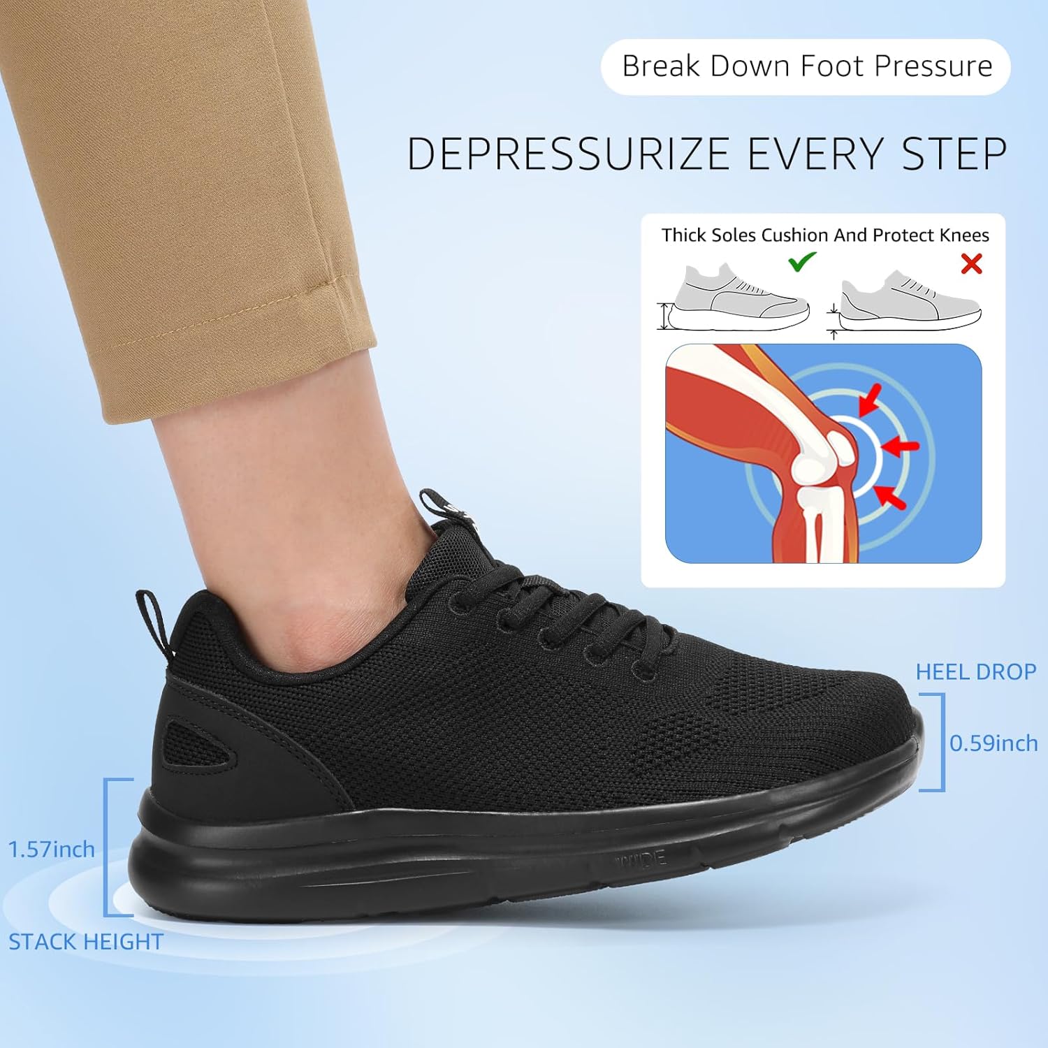 STQ Wide Toe Box Walking Shoes Women Orthopedic Swollen Feet Diabetic Tennis Running Sneakers for Plantar Fasciitis Arch Support Bunions - Image 6